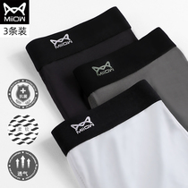 Cat man panties Mens ice silk boxer shorts incognito breathable antibacterial crotch trend mid-waist thin summer four-corner shorts head