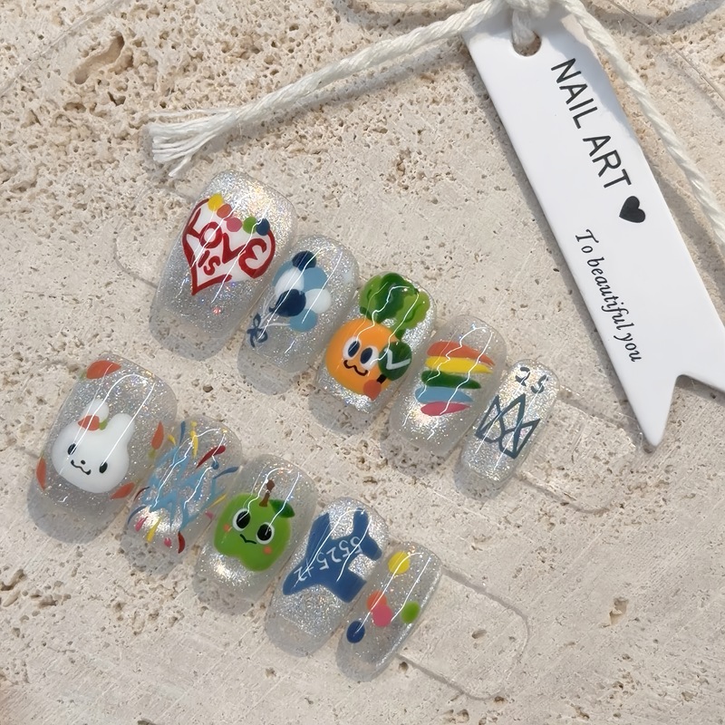 【5525+2】Purely Handmade Wearable Nails Mayday Cute Hand-Painted Ab Style Concert Support Nails