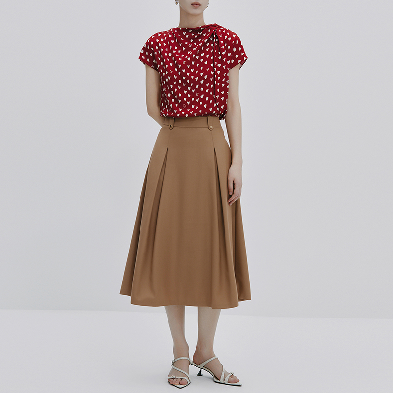 Counter Price 3298【Nai】92.7% Mulberry Silk Heart-Shaped Floral Bow Tie Pullover Shirt Genuine Product Counter Price 26 Summer Women's