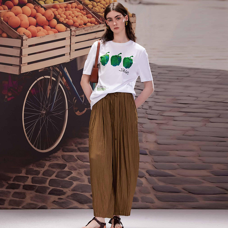 Counter 669【Kou】Wrinkled Drawstring Drape Waist-Cinching Floor-Length Casual Pants Fangcaofenfei 26 Autumn Women's