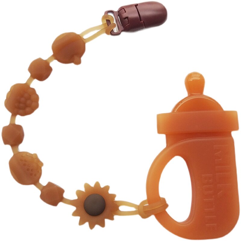 Micro-critical baby bottle gear fixer silicone can gnaw boiled anti-drop chain baby comfort molars nipple chain two sets