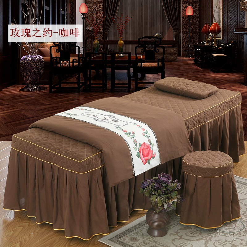 Làm đẹp trải giường bốn bộ thẩm mỹ viện massage massage trị liệu giường bao gồm bốn bộ tấm bìa đơn có lỗ