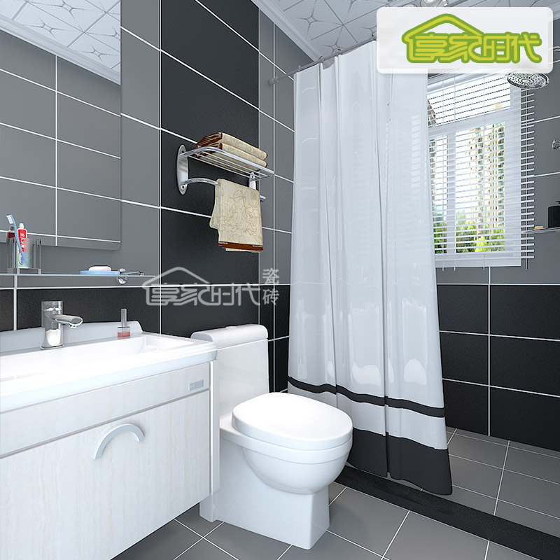 Matsu pure black and white gray living room bedroom Antique tile toilet 300 600 kitchen balcony wall tile