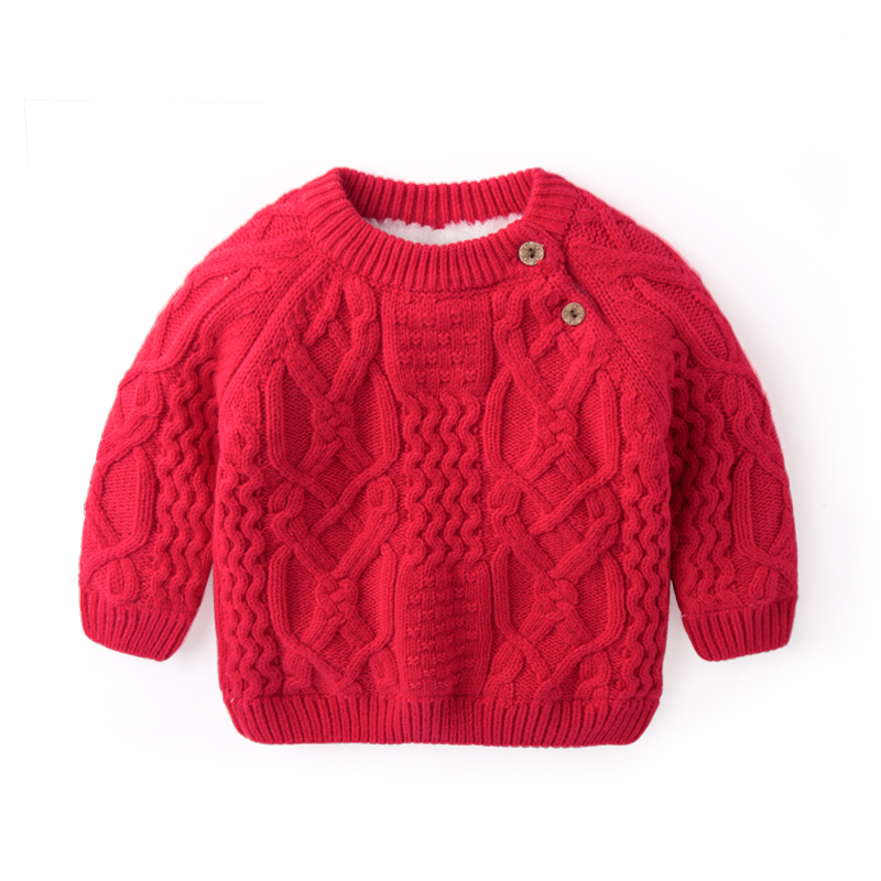 Baby sweater winter cashmere boys 'tops thickened girls' Western style Autumn and winter baby warm New Year clothes Knitwear