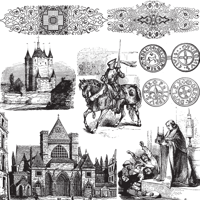 Png免摳歐洲中世紀教堂騎士紋章圖案矢量復古元素設計參考j064