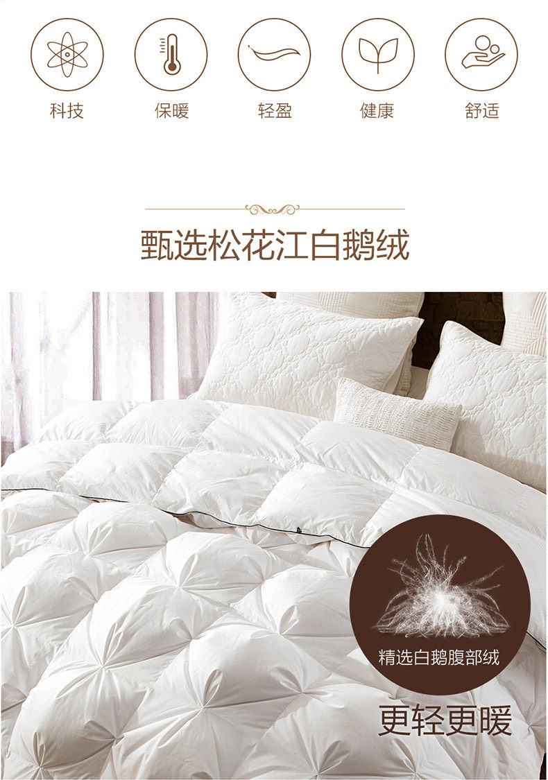 LOVO 90白鹅绒 雷克雅烫银蓄暖分区羽绒被 图5