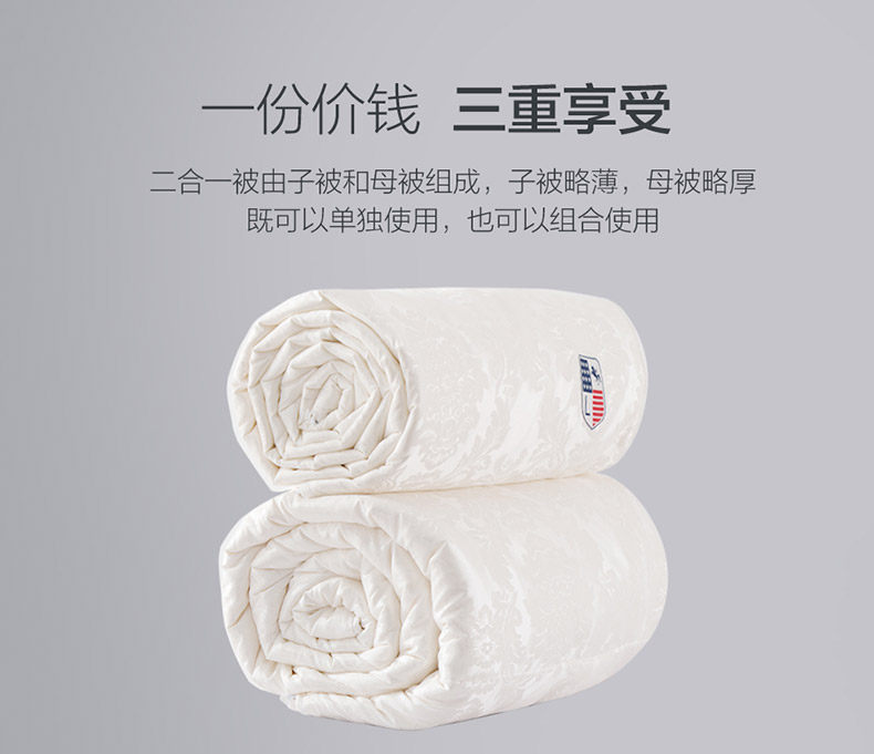 lovo家纺 100%蚕丝 斯享提花二合蚕丝被 图2