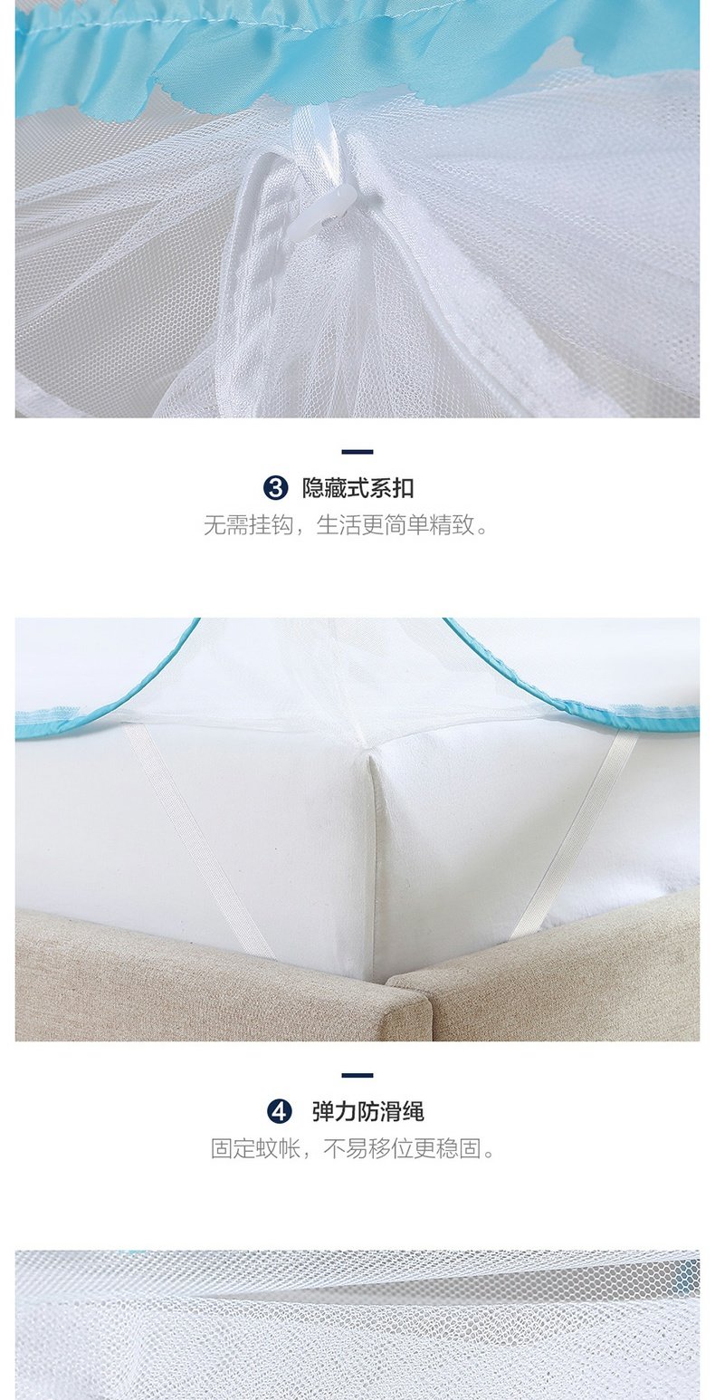 LOVO dệt may miễn phí cài đặt xách tay mùa hè lưới chống muỗi đôi cửa dây kéo đơn đôi giường lưới chống muỗi - Lưới chống muỗi mùng ngủ