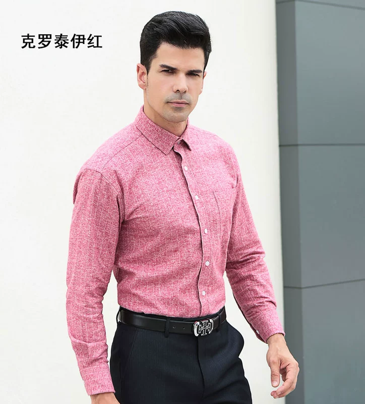 Chất lượng cao mùa thu và mùa đông mới cotton chà nhám trung niên flannel áo sơ mi nam tay dài quần áo cha quần áo inch