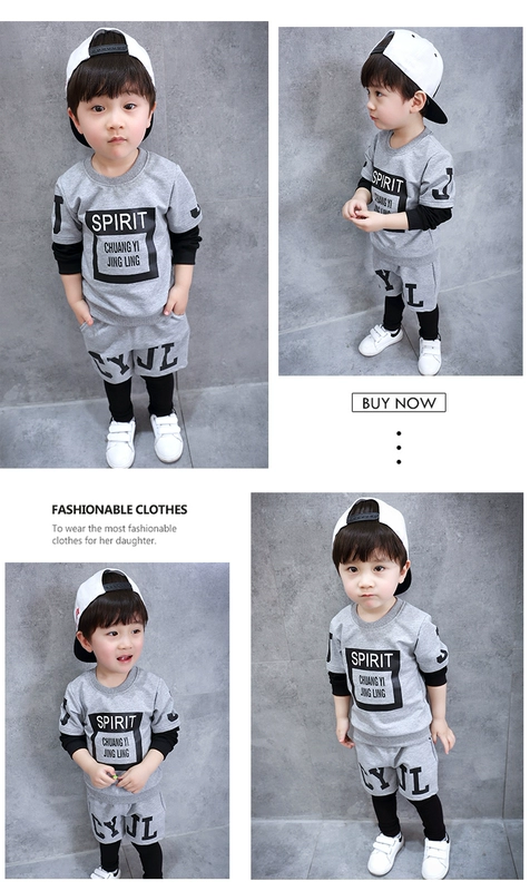 Bé trai mặc 1 bé 2 bé 3 bé Quần áo bé trai 4 bộ đồ 5 mùa thu 6 tuổi thủy triều Hàn Quốc kho báu mùa xuân và mùa thu nam shop quần áo trẻ em