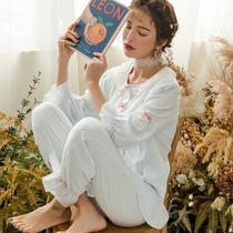 Yuezi clothing spring and autumn cotton postpartum feeding pregnant womens pajamas womens summer thin maternal breastfeeding clothes home clothing set