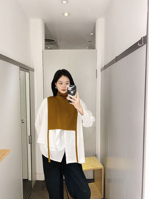 The minimalist brown and light faux high-collar knitted vest and waistcoat are a versatile new collection for autumn 25 women's wear