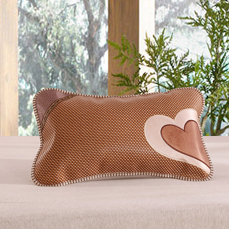 Special Summer Cool Pillow Ice Silk Royal Rattan Health Pillow Summer Bamboo Mat Pillow Summer Embroidered Ice Rattan Pillow with Pillow Core