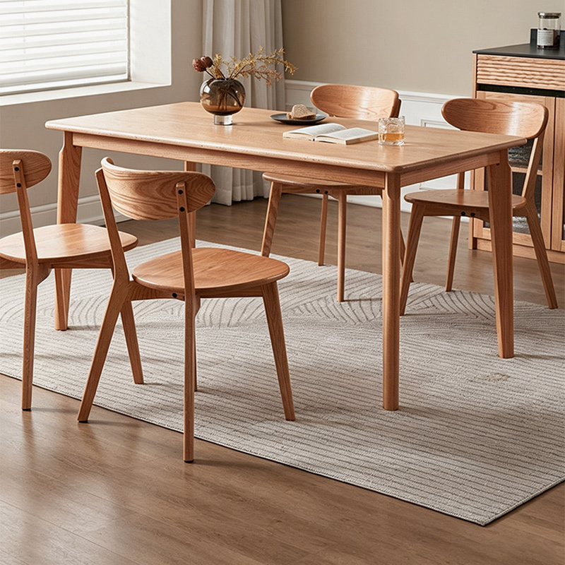 All-Solid Wood Dining Table, Nordic Oak, Factory Direct Sale, Simple Natural Wood Table, Small Apartment Household Dining Table, Includes Installation