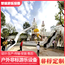 Outdoor landscape rectification beautification large childrens amusement park equipment stainless steel slide combination non-standard customization manufacturer