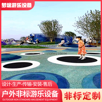 Outdoor park childrens entertainment ground bouncing trampoline round buried trampoline landscape playground trampoline manufacturer