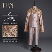 Jun design childrens dress costume flower girl suit boy model catwalk cloak small suit three-piece suit