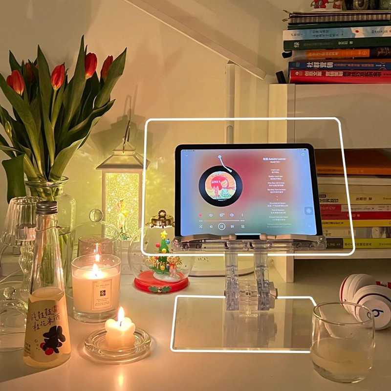 Adjustable Reading Stand Acrylic Book Stand Korea ins Telescopic Transparent Computer Tablet iPad Stand for Reading