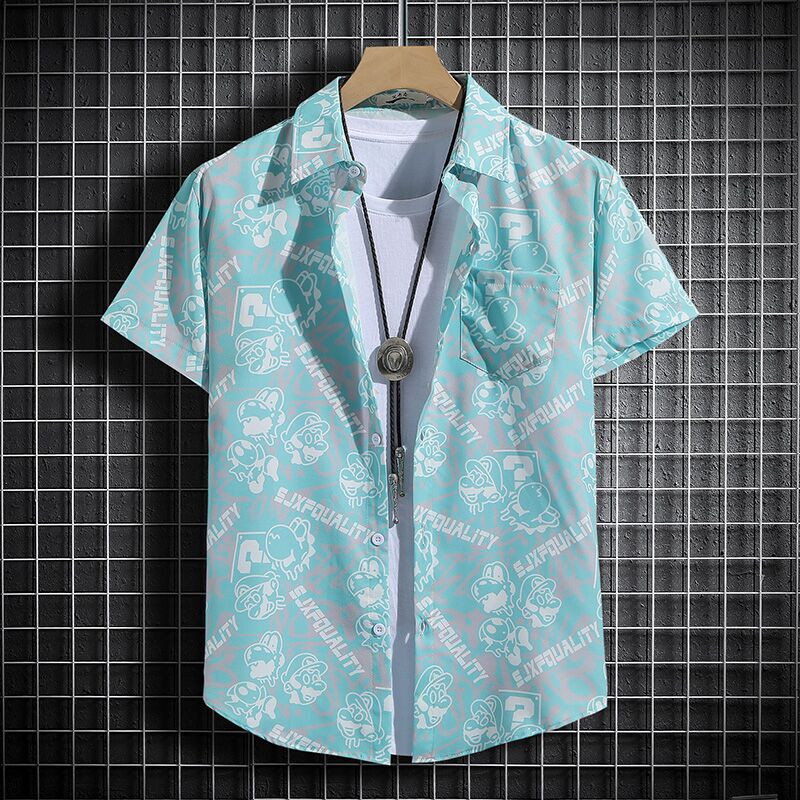 Tie-Dye Short-Sleeve Shirt for Men, 2026 Summer, Loose Fit, Hong Kong Style, Niche Trendy Beach Casual Outerwear Top
