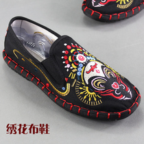 Handmade old Beijing embroidery cloth shoes mens black classic driving shoes Social shoes Doudou shoes Face shoes A pedal tide