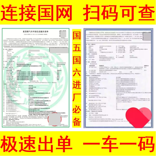 Motor Vehicle Environmental Protection Information Checklist: National Level 5 and Level 6 Heavy-Duty Trucks, Gas Vehicles, Gasoline and Diesel Vehicles Environmental Protection List