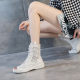 ຮ່ອງກົງແບບ ulzzang hole high-top shoes 2024 new women's boots hollow women's shoes flat sandals women's fish mouth