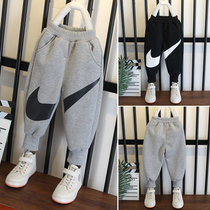 Boy Pants Boy Autumn Winter Plus Suede Pants 2021 New Ocean Gas Tide Baby Thickened Trousers Children Spring Autumn Sports Pants