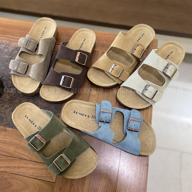 High-Quality Cowhide Thick-Soled Birkenstock-Style Slippers with Double Straps, Easy to Put On, Suitable for Outdoor Wear, Beach Sandals That Are Not Soft but Are Comfortable and Versatile