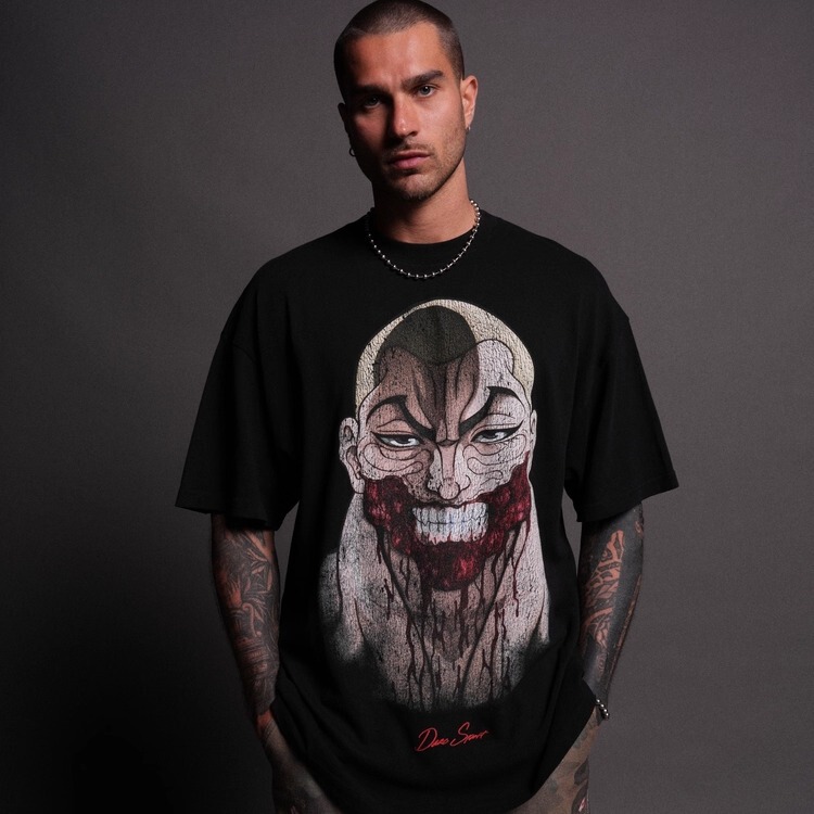 Jack Vanma Pik Chapter X Darcsport Wolf Head Blade Teeth Full Cotton Loose Fit Drapey Sports Fitness Casual T-Shirt Jack Vanma Pik Chapter X Darcsport Wolf Head Blade Teeth Full Cotton Loose Fit Drapey Sports Fitness Casual T-Shirt