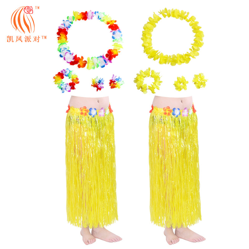 Adult Monolayer Hawaiian Grass Skirt Classic Flower Ring Five Sets Clothing Company Annual Meeting To Act Out Marriage Prank