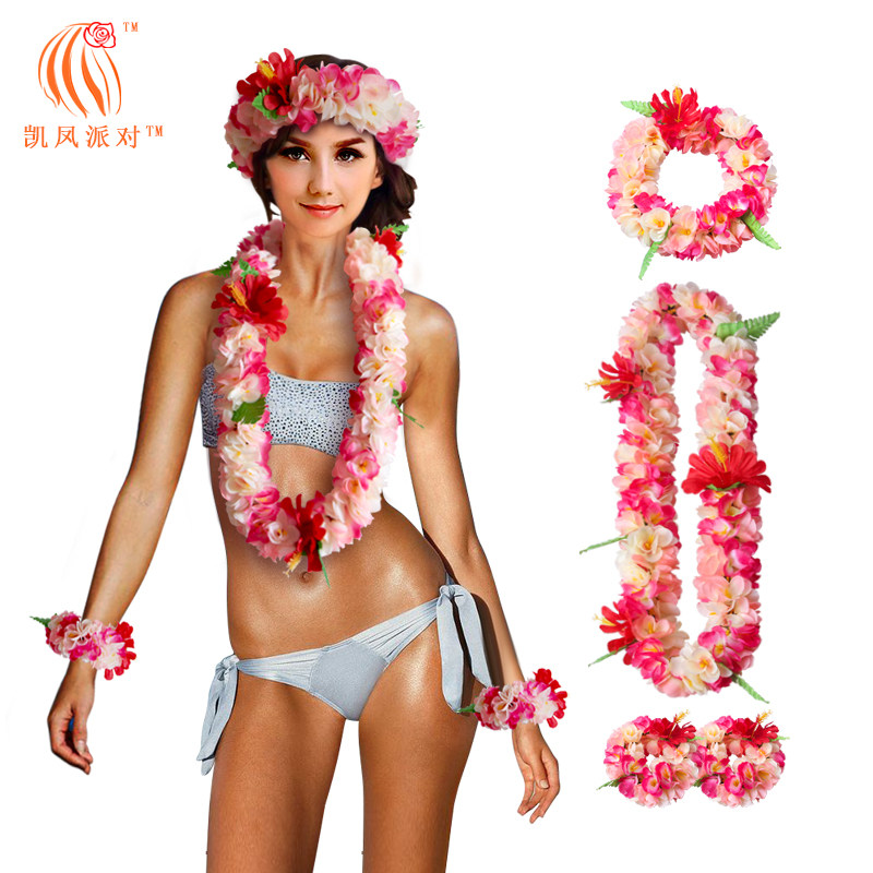 Factory direct sales of new simulation flowers adult garland beach travel pendulum jewelry headdress children's high-end suit