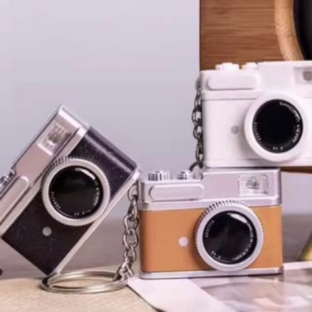 Luminous Mini Camera Keychain Leather Bag Pendant Can Make Sounds Retro Artificial Camera Doll Pendant Gashapon Machine Special