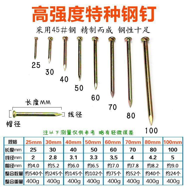 444Z批发龙兴泰特种钢钉水泥钉高硬度黄色墙钉墙画木工钉子五金铁-阿里巴巴