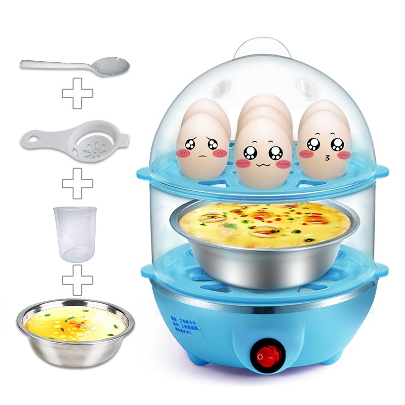 nồi nấu xôi Máy đánh trứng đa năng bữa sáng trứng hấp trứng trứng hấp hai lớp tắt nguồn máy tự động 350W - Nồi trứng ca nấu mì kiêm nồi lẩu mini
