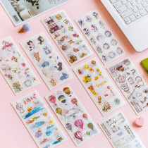 Clearance cute ins girl heart cartoon cat and paper sticker diy growth manual account decoration material stickers