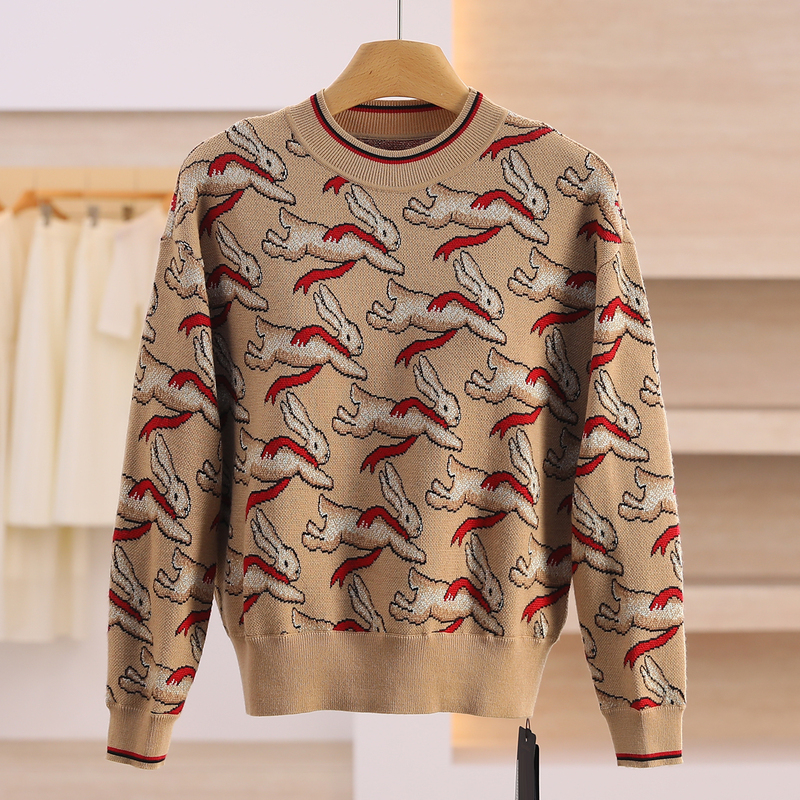 Special Offer 2687【Ko】49.4% Merino Wool Cartoon Rabbit Jacquard Sweater Outlet Discount Winter Women's Clothing 26