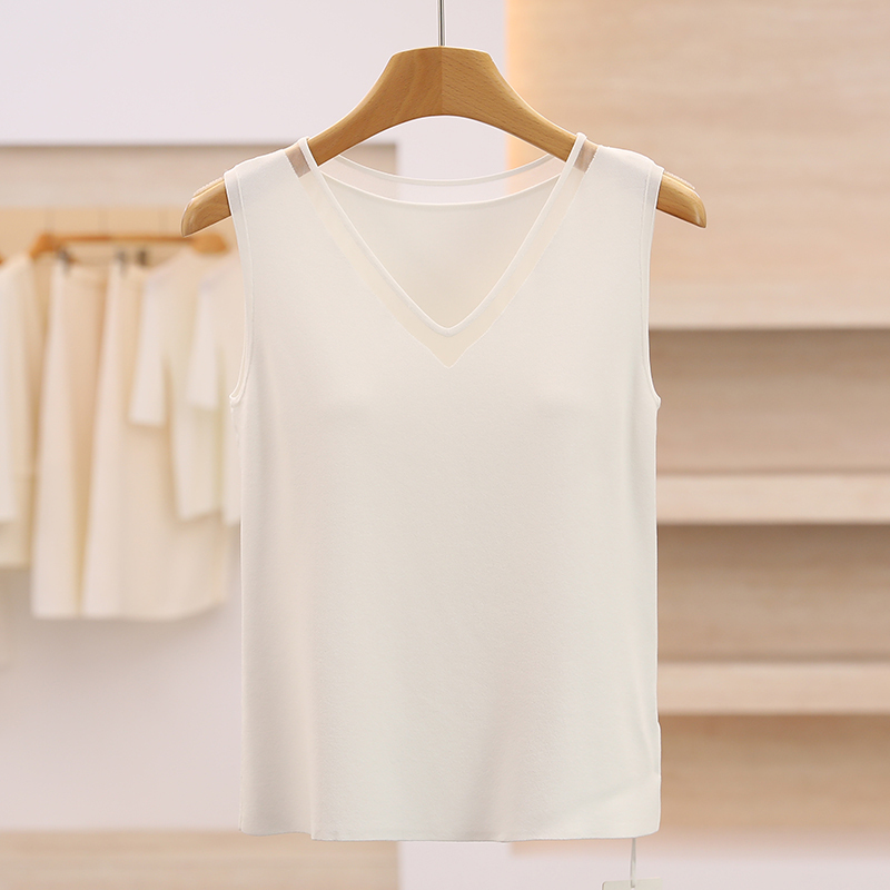 Exclusive Store 1498【Nai K】Simple Sleeveless V-Neck Solid Color Slim-Fit Knit Top 26 Summer Fashion Mall Brand Women's