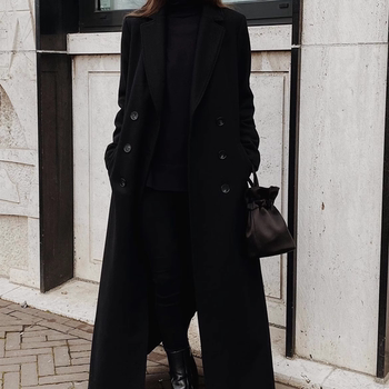 Women's extra long thick woolen coat