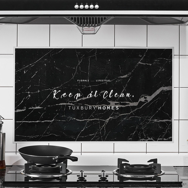 Fan home kitchen anti-oil self-adhesive paper smoke machine hearth integral cupboard with waterproof aluminum foil high temperature resistant tile wall sticker