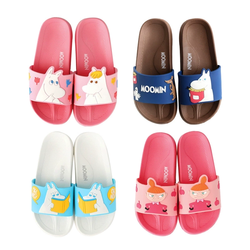 Korean Romane Cute Flat-Soled Slip-On Slippers for Men and Women, Summer Cartoon Non-Slip Slippers for Couples, Suitable for Home Use