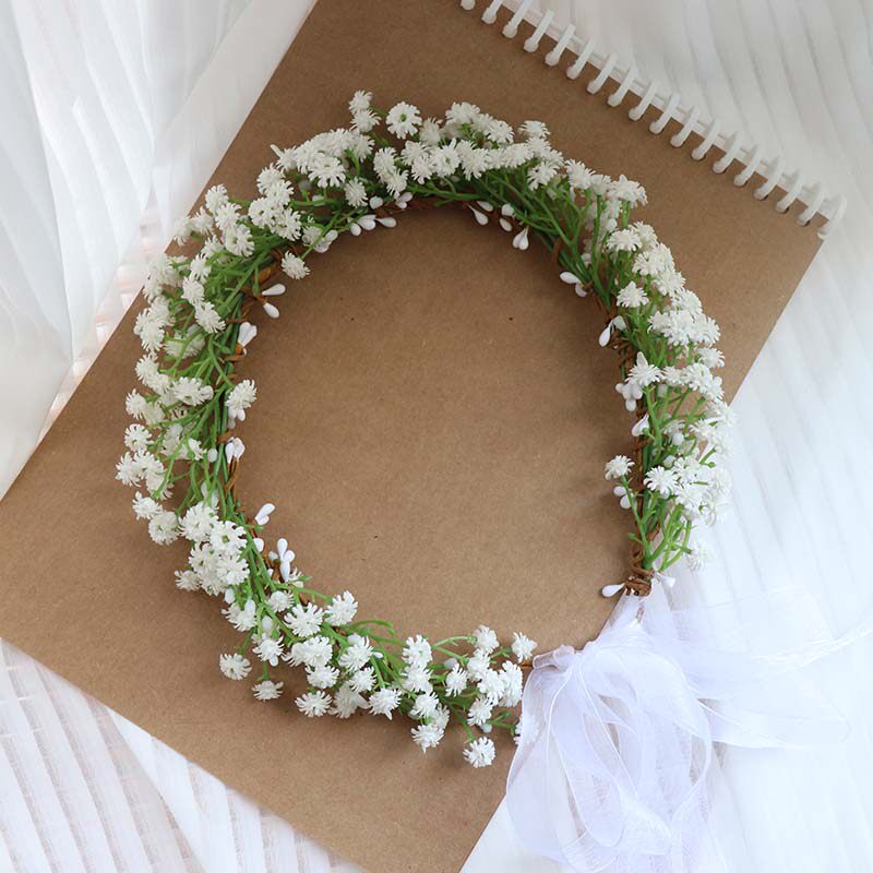 Korean style fresh and beautiful gypsophila garland bride photo photo props headdress holiday seaside hair accessories corolla