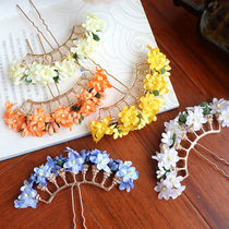 Hairpin flowers Ancient style Hanfu hair accessories arranged with bright row hairpin lolita headdress silk flower hairpin photo accessories
