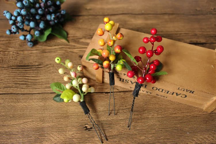 Mori cô gái mô phỏng berry kẹp tóc cô dâu món ăn ảnh ảnh đạo cụ đám cưới phong cách mũ ảnh studio phụ kiện tóc - Phụ kiện tóc cột tóc cho bé gái