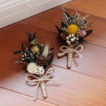  Mori dried flower immortal flower brooch hydrangea handmade Japanese photo wedding banquet jewelry Bride and groom corsage