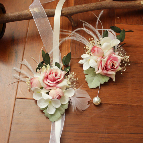 Mori bridesmaid wrist flower groom chest flower placket wedding supplies wedding travel photo photo bracelet