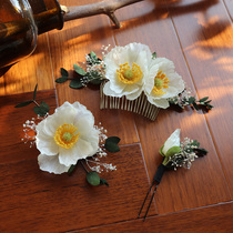 Forest dried flowers and leaves starry hair ornaments simulation flower hair comb Bridal headdress photo Hanfu ancient style hairpin