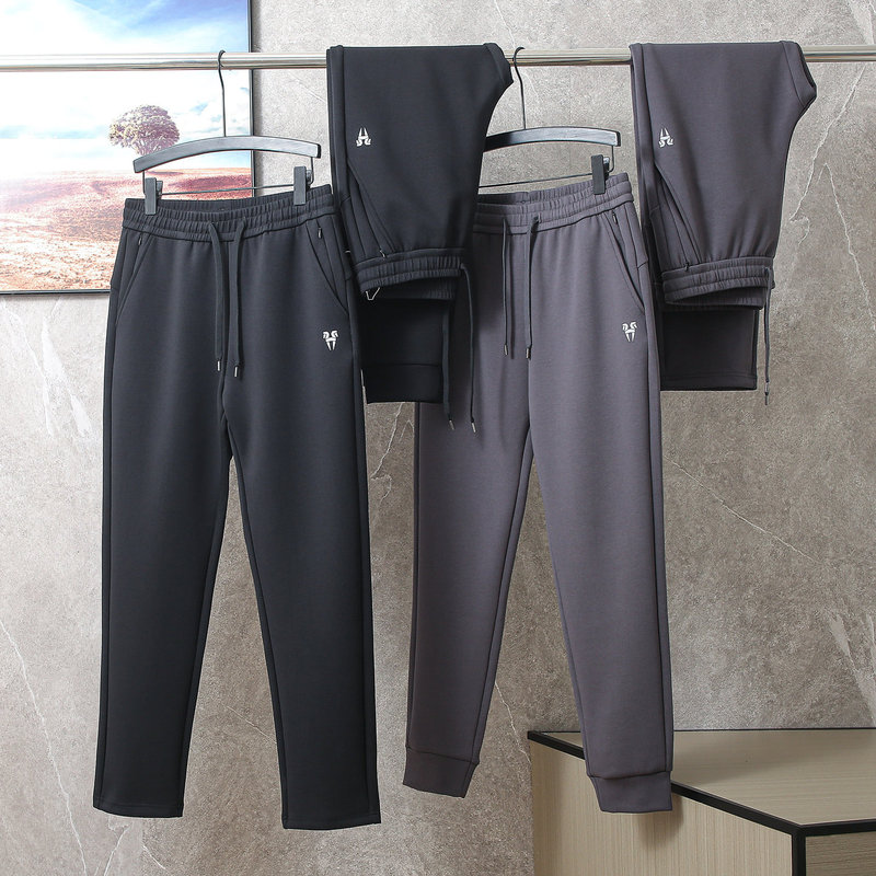 Men's Drawstring Elastic Waist Sports Pants with Zipper Pockets, High Elasticity, Spring and Autumn Air Layer Sweatpants