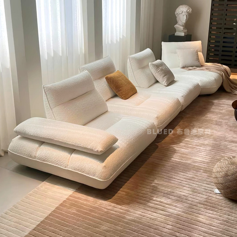 Adjustable Backrest Sofa with Front and Rear Adjustment, Corner Fabric Sofa with Deep Seating, Irregular Shape, Firm Seating, Chenille, Cat-Scratch Resistant Fleece