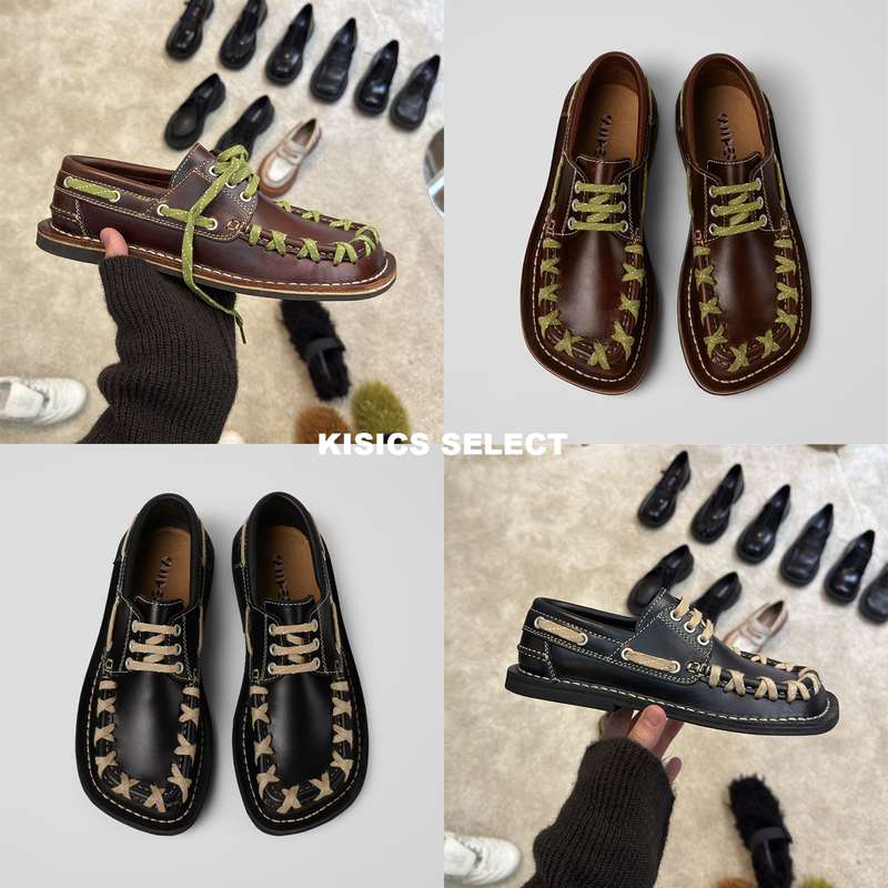 Officially Authorized Camperlab Eki Fw25 Lace-Up Thin-Soled Boat Derby Square-Toe Shoes