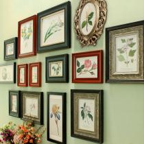 Solid Wood American photo wall retro restaurant background wall combination painting decorative painting European style deer head living room mural painting